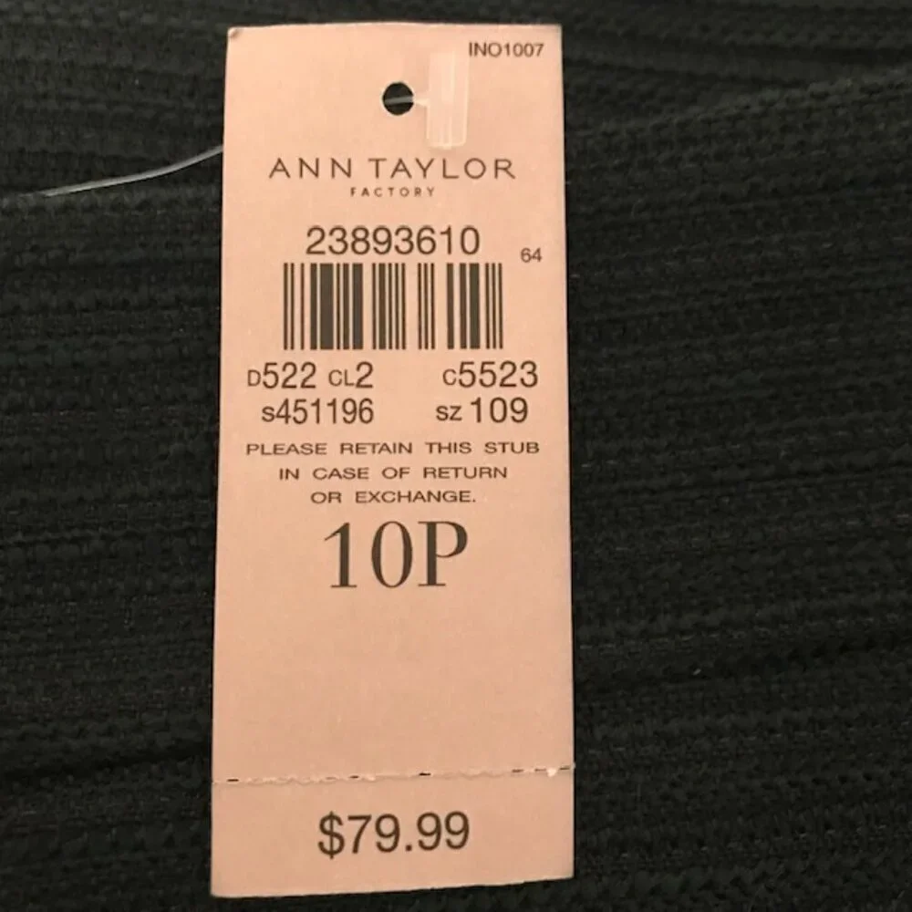 NWT Ann Taylor Factory Women's Black Metallic Pencil Skirt Size 10P